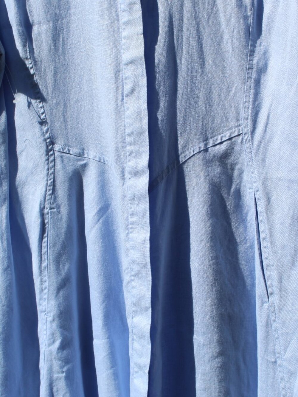 NWOT J.Jill 100% Linen Button Front Short Sleeve Dress w/ Pockets Light Blue Med - Picture 4 of 11